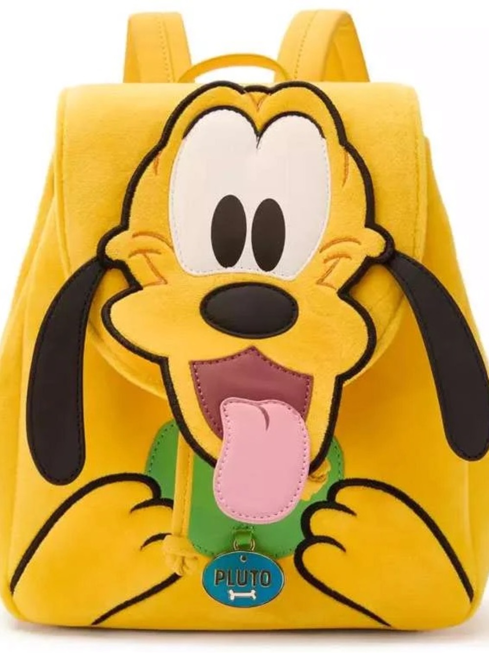 Disney Yellow Pluto Plush Backpack with Pink Tongue and Black Accents